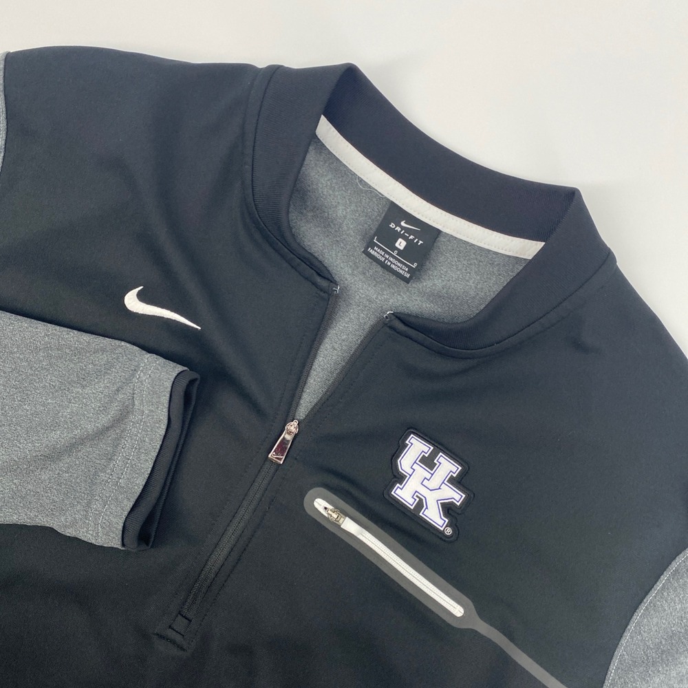 Kentucky Wildcats Pullover Mens Large Black Nike Dri FIT 1/4 Zip Pocket Sideline